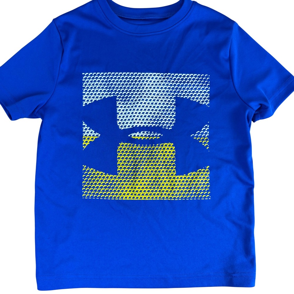 Under Armour Boys HeatGear Loose Fit Blue Graphic T Shirt Size YXS